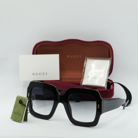 Gucci GG1111S 001 Sunglasses Black Square Frame, Grey Lenses
